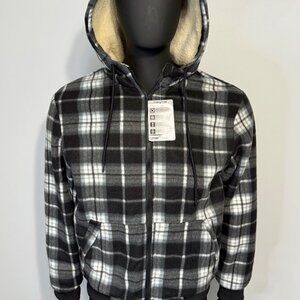 NWT Speed Your Run Men's Flannel Plaid Zip-Up Fleece Lined Hooded Jacket Size L